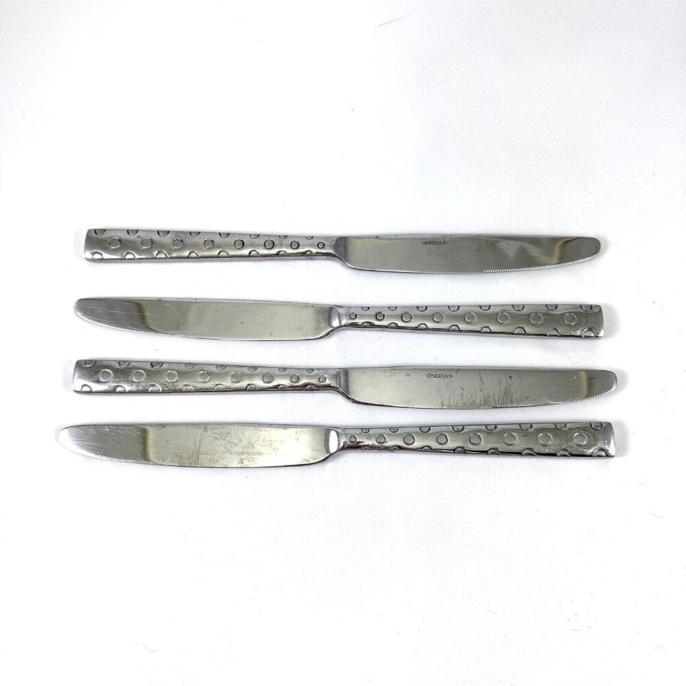 Cirque Stainless Steel Oneida Flatware 4 Knives Discontinued Bubbles Dots